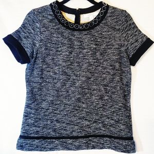 Piperlime Jeweled Collar Short Sleeve Top Medium